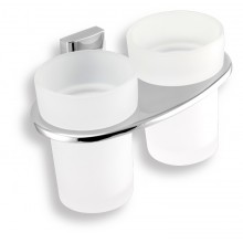 NOVASERVIS METALIA 12 Doppel-Zahnbürstenhalter, Chrom / Glas 0257,0