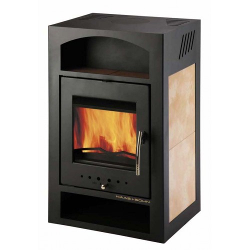 HAAS+SOHN Kaminofen Adria mini II, schwarz - beige Fliese 0431715010000