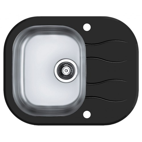 ALVEUS WAVE 10 Küchenspüle Edelstahl/Glas, 620 x 500 mm, schwarz 1102726