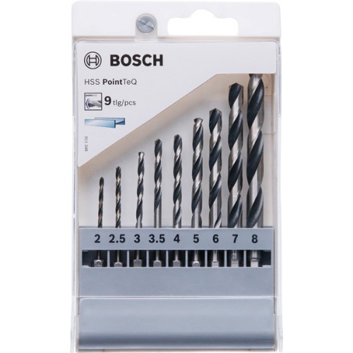 BOSCH 9-teiliges HSS PointTeQ Sechskantbohrer-Set, 2–8 mm 2607002826