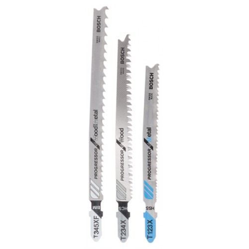 BOSCH 3-teiliges Stichsägeblatt-Set, T-Schaft, Progressor for Wood and Metal 2607010515