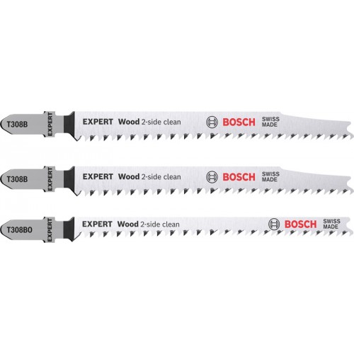 BOSCH EXPERT ‘Wood 2-side clean‘ Stichsägeblatt-Set, 3-tlg., T308B/BO 2608900559