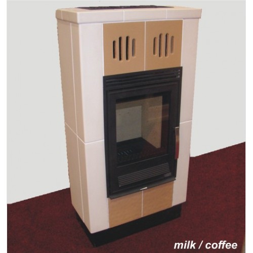 ABX HISPANIE L, Kachelofen mit Gusseisen Einsatz, milk/coffee 3043MC