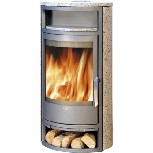 ABX POLAR 10 AQUA TV, Kaminofen mit Wärmetauscher 6 kW,grau+Granit gold, Polar10SZG