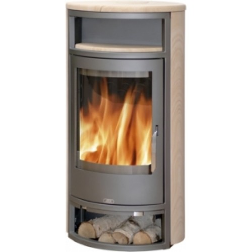 ABX POLAR 4654-6-II Holz-Kaminofen, schwarzes Blech+Sandstein 4654-6PC