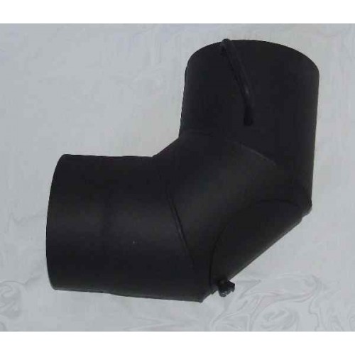 Rauchrohrknie 90° O150 x 1,5 mm mit Reinigungsöffnung und Klappe schwarz