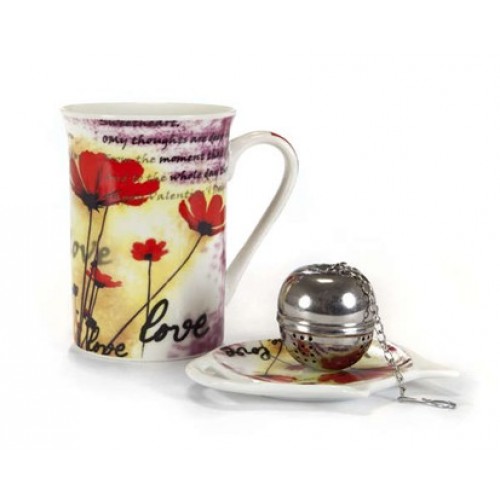 BANQUET Poppy Tee-Set, Tasse+Sieb+Teebeutelablage 60HM08020