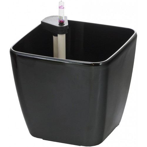 G21 Blumentopf mit Wasserspeicher Cube schwarz 22 cm, 639241