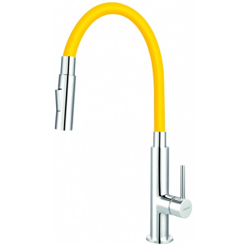 NOVASERVIS Küchenarmatur mit ausziehbarer Brause, 2 Düsen, gelb/chrom 70730,0ZL
