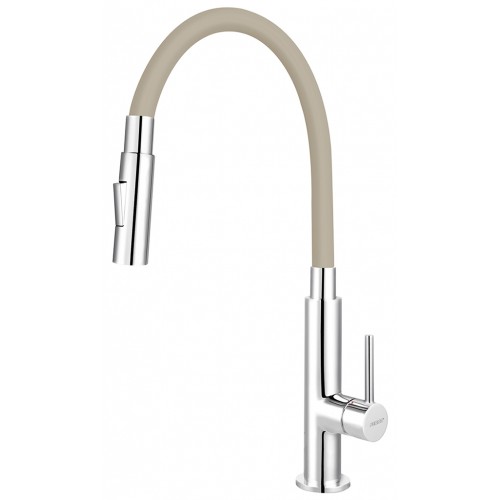 NOVASERVIS Küchenarmatur mit ausziehbarer Brause, 2 Düsen, beige/chrom 70730,0BE