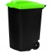 CURVER Mülltonne mit Räder, 60 x 47 x 75 cm, 100 L – schwarz/grün, 05183-847