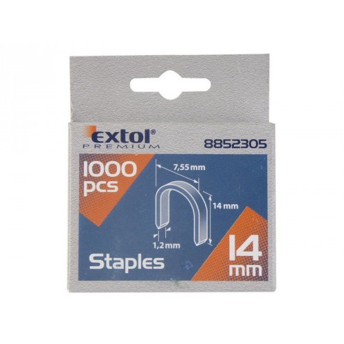 EXTOL PREMIUM Tackerklammern, 14 mm, 7,55 × 0,52 × 1,2 mm, 1000 Stk. 8852305
