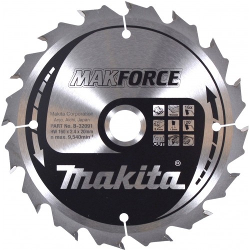 MAKITA B-32091 Sägeblatt Holz MAKFORCE 160x2,4x20mm 16Z = B-08143