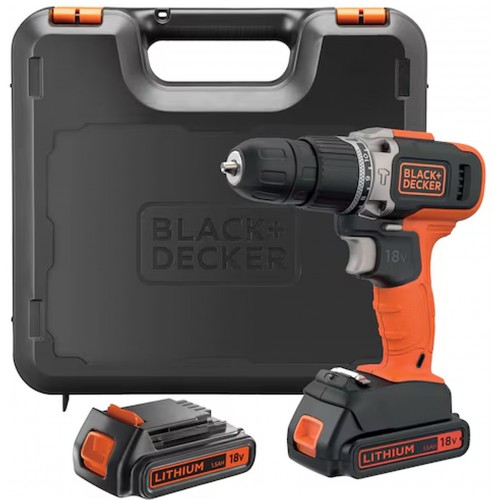 Black & Decker BCD003C2K-QW Schlagbohrmaschine (45Nm/18V/2x1,5Ah), Koffer