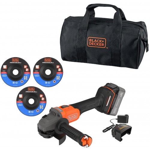 Black & Decker BCG6L8F1S-QW Akku bürstenloser Winkelschleifer (18V/1x4,0Ah)