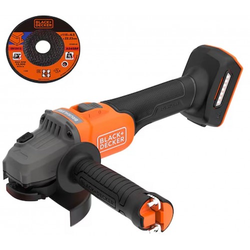 Black & Decker BCG6L8N-XJ Akku bürstenloser Winkelschleifer (18V/ohne Akku und Ladegerät)