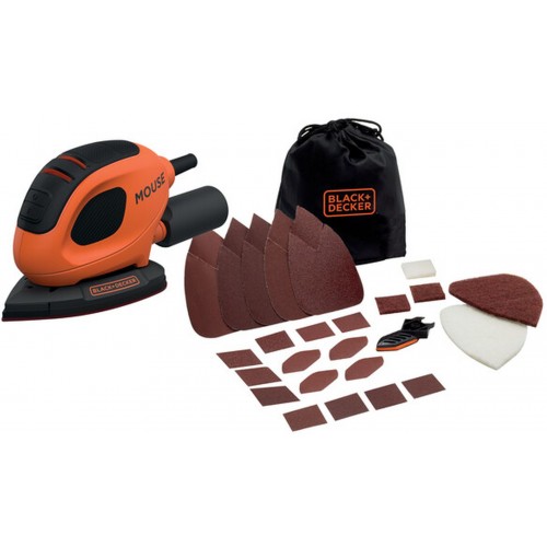 Black & Decker BEW230BC-QS Mouse Dreieckschleifer (55W) + 15 Zubehörteile und Tasche
