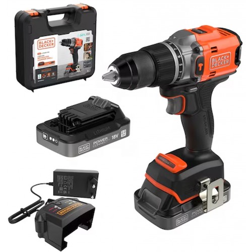 Black & Decker BLD683D2XK-QW Bürstenlose Schlagbohrmaschine (50Nm/18V/2x2,0Ah), Koffer