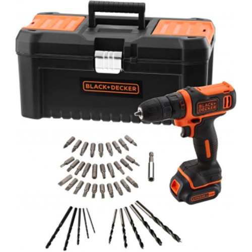 BLACK & DECKER BDCDD121KA Akku-Bohrschrauber 10.8V, mit 40tlg. Zubehör