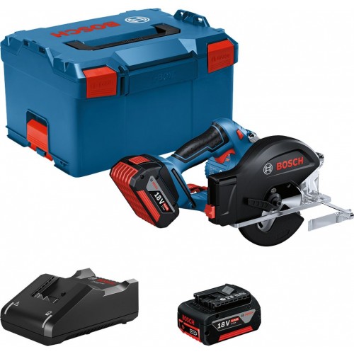 BOSCH GKM 18V-50 PROFESSIONAL Akku-Kreissäge, 2x 5,0 Ah, GAL18V-40 L-BOXX 06016B8002