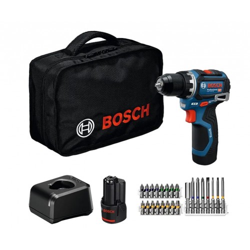 BOSCH GSR 12V-32 PROFESSIONAL Bohrschrauber, 2x 2.0Ah, Tasche, 24 tlg AC 06019N7006