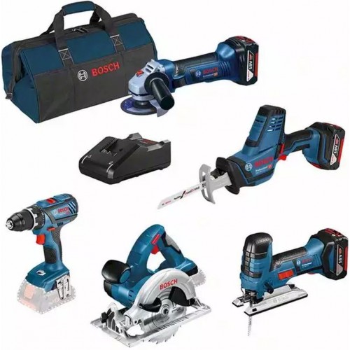 BOSCH 5-tlg. kit 18V: GSR + GST + GWS + GKS + GSA + 3 x GBA 4,0 Ah + GAL 0615990L59