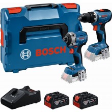 BOSCH PROFESSIONAL 18 V set 2 stück: GSR + GDR + 2× GBA 5.0 Ah + GAL 18V-40 0615A50090