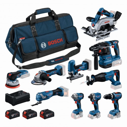 BOSCH 10teiliges 18V Werkzeugset GSB+GBH+GWS+GDR+GKS+GSA+GOP+GST+GDS+GEX+3x5Ah 0615A500EH BOSCH 10teiliges 18V Werkzeugset GSB+GBH+GWS+GDR+GKS+GSA+GOP+GST+GDS+GEX+3x5Ah 0615A500EH