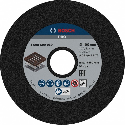 BOSCH PRO Metal Schleifscheibe, 100 x 27 x 20 mm, G24 1608600059