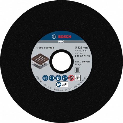 BOSCH PRO Metal Schleifscheibe, 125 x 26 x 20 mm, G20 1608600068