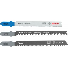 BOSCH Zestaw brzeszczotów do wyrzynarki do drewna i metalu, 3 szt. 2607012076