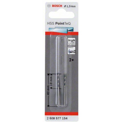 BOSCH HSS-Spiralbohrer PointTeQ 1,5 x 18 mm, 2stck 2608577154