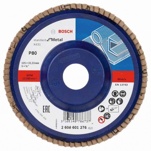 BOSCH Fächerschleifscheibe X431, Standard for Metal, 125 mm, 22,23 mm, 80 2608601276