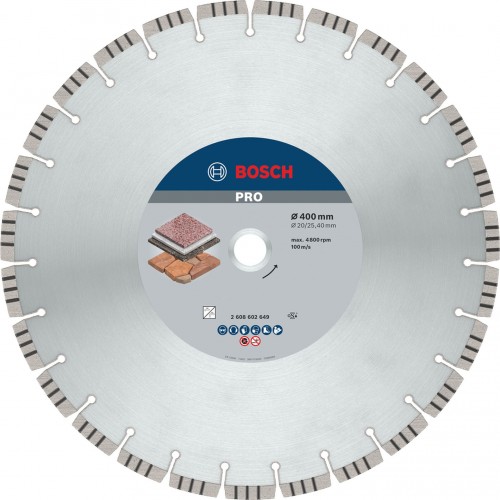 BOSCH PRO Stone Diamanttrennscheibe, 400 x 20/25,4 mm 2608602649 BOSCH PRO Stone Diamanttrennscheibe, 400 x 20/25,4 mm 2608602649