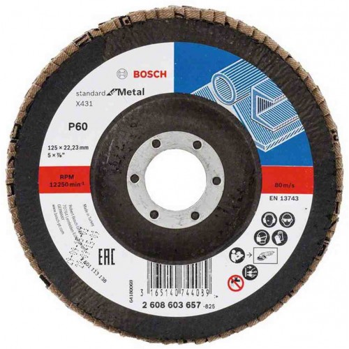 BOSCH Fächerschleifscheibe X431, Standard for Metal, 125 mm, 22,23 mm, 60 2608603657