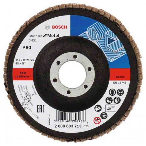 BOSCH Fächerschleifscheibe X431, Standard for Metal, 115 mm, 22,23 mm, 60 2608603713