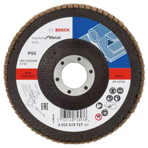 BOSCH Fächerschleifscheibe X431, Standard for Metal, 125 mm, 22,23 mm, 60 2608603717