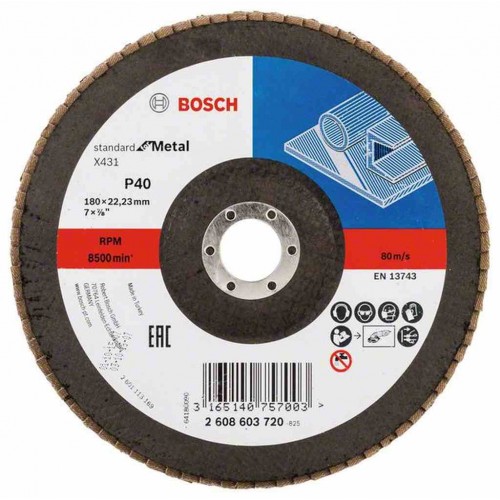 BOSCH Fächerschleifscheibe X431, Standard for Metal, 180 mm, 22,23 mm, 40 2608603720