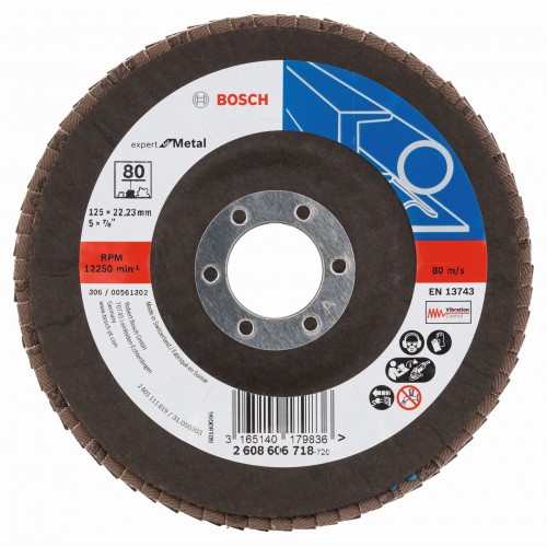 BOSCH Expert for Metal Fächerschleifscheibe X551, 125x22,23mm, 80, gewinkelt 2608606718