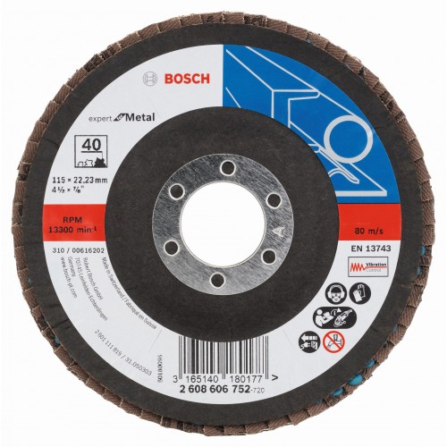 BOSCH Expert for Metal Fächerschleifscheibe X551, 115x22,23mm, 40, gewinkelt 2608606752 BOSCH Expert for Metal Fächerschleifscheibe X551, 115x22,23mm, 40, gewinkelt 2608606752