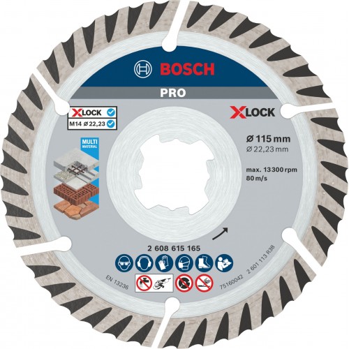 BOSCH PRO Multi Material Diamant-Trennscheiben, 115 x 22,23 mm, X-Lock, 2 ks 2608615285