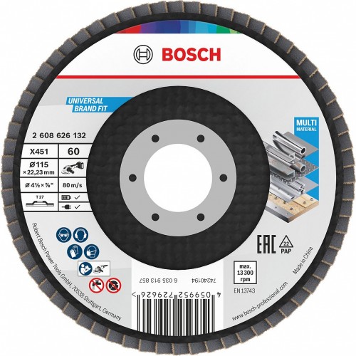 BOSCH X451 Fächerschleifscheibe, 115 × 22,23 mm, G60, T27 2608626132