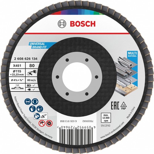 BOSCH X451 Fächerschleifscheibe, 115 × 22,23 mm, G80, T27 2608626134