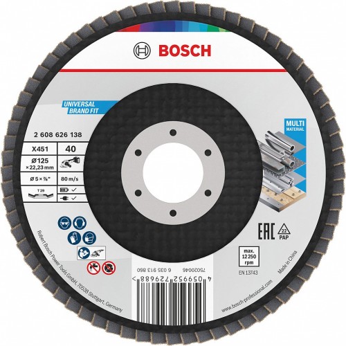 BOSCH X451 Fächerschleifscheibe, 125 × 22,23 mm, G40, T29 2608626138