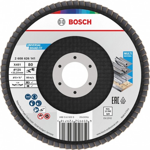 BOSCH X451 Fächerschleifscheibe, 125 × 22,23 mm, G80, T29 2608626141