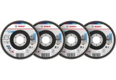 BOSCH X451 Fächerschleifscheiben Set, 115 x 22,23 mm, K40; K60; K80; K120, T29 2608626161