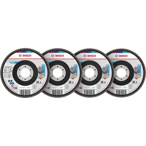 BOSCH X451 Fächerschleifscheiben Set, 115 x 22,23 mm, K40; K60; K80; K120, T29 2608626161