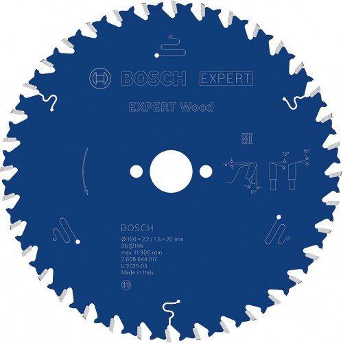 BOSCH EXPERT Wood Kreissägeblatt, 160x2,2/1,6x20 mm, Z36 2608644017