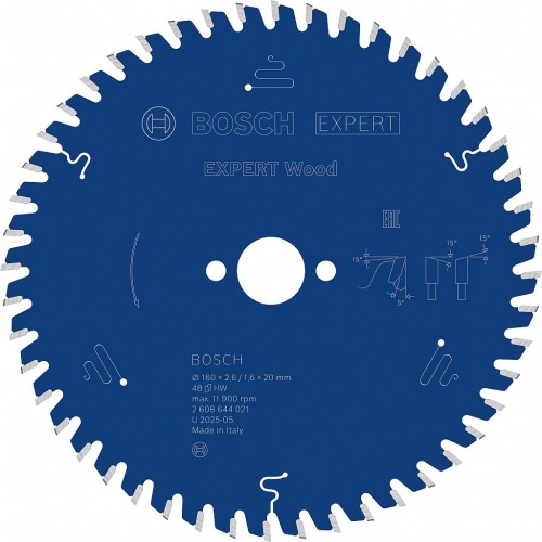 BOSCH Kreissägeblatt Expert for Wood, 160 × 2,6/1,6 × 20 mm, T48 2608644021