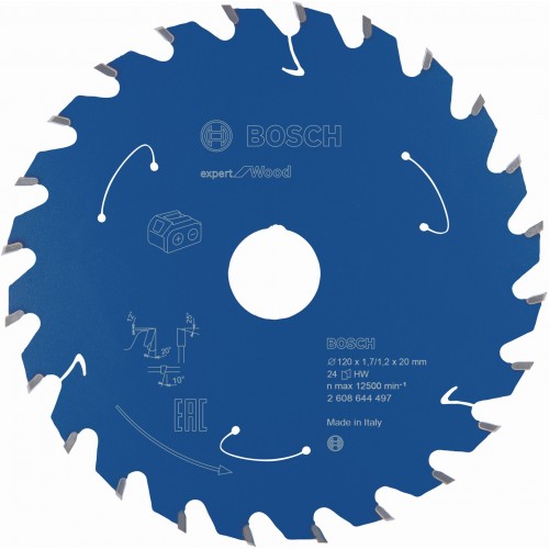 BOSCH Kreissägeblatt für Akku Expert for Wood 120x20x1,7/1,2x24T 2608644497